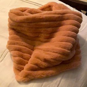 Women faux fur Pom loop scarf